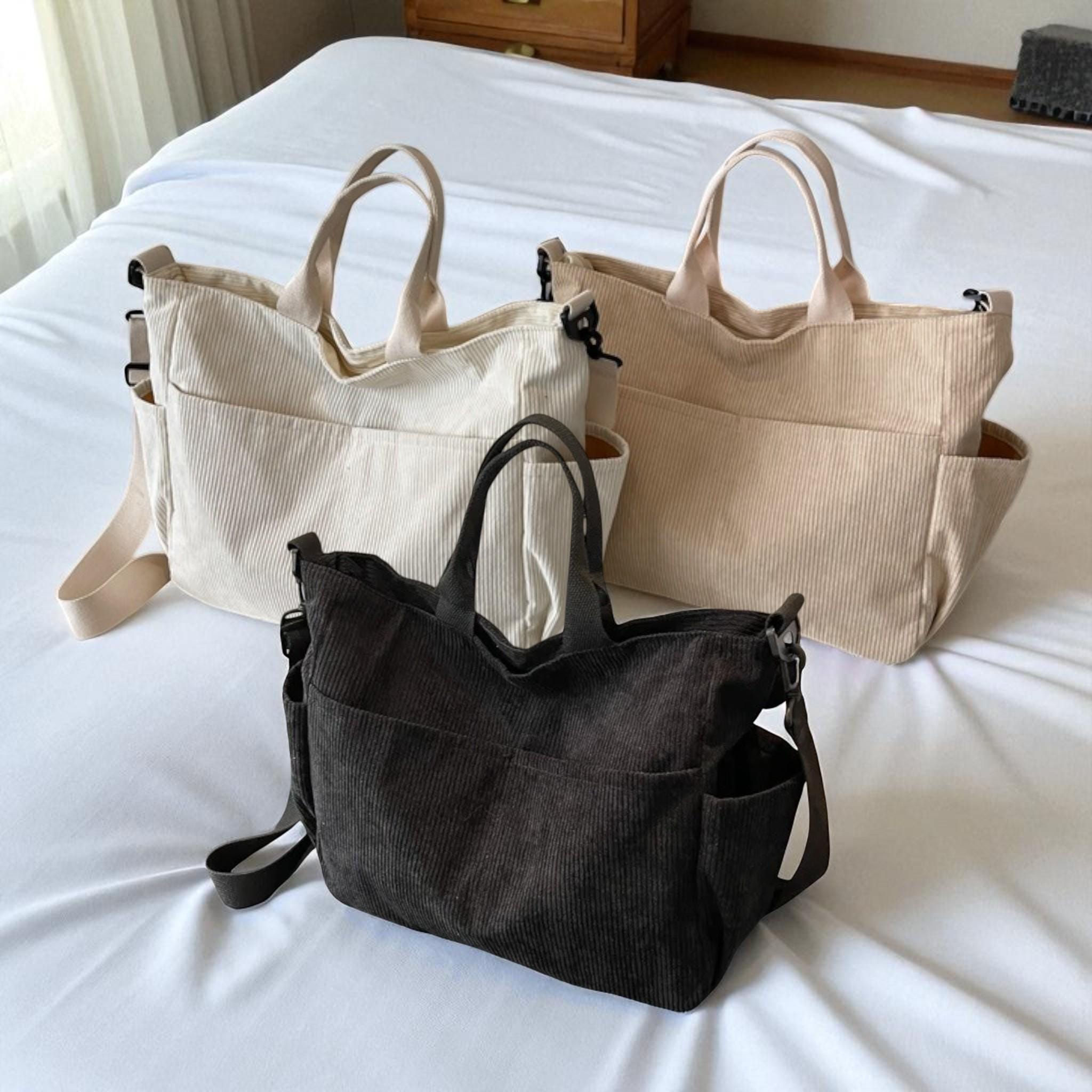 Corduroy Tote Bag: Large Capacity Crossbody, Shoulder Bag and Handbag