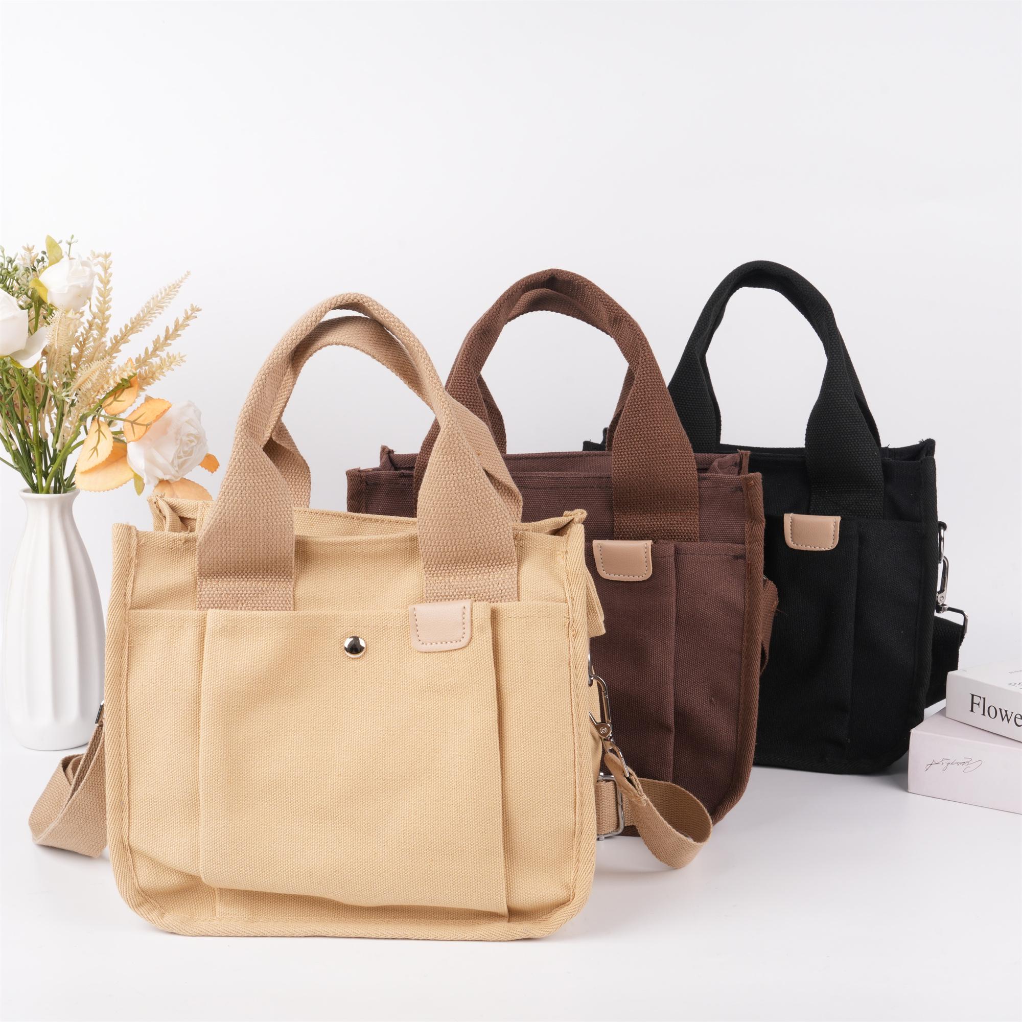 NEW! Medium Japanese Canvas Crossbody Handbag, Canvas Tote with Multi-Pockets, Durable Layer, Diaper Bag for Birthday, Back to School