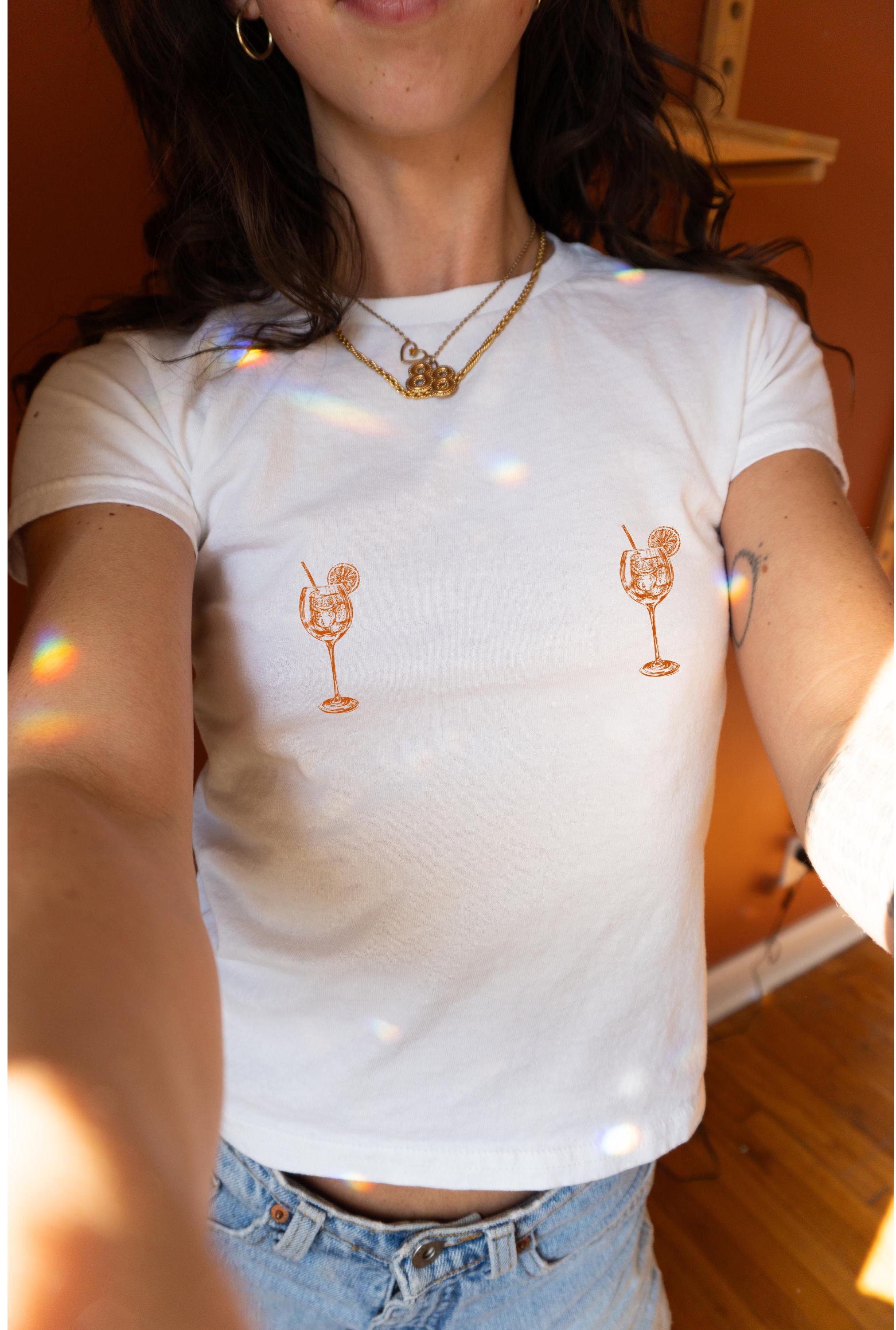 Aperol Spritz Nips Baby Tee Aperol Spritz Baby Tee Aperol Spritz Bachelorette Shirt Citrus Bridal Shower Y2k Baby Tee Cocktail Nips TShirt