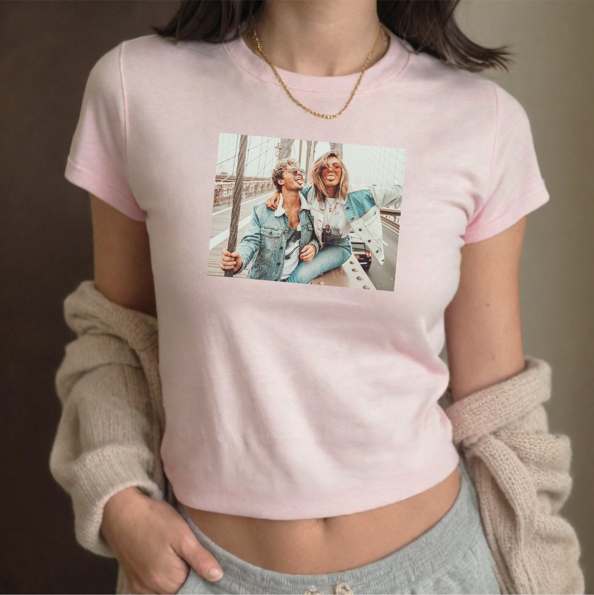 Custom Photo Baby Tee, Crop Top with Custom Photo, Picture Shirt, Personalized Logo T-Shirt, Custom Graphic 90s Shirt, Photo Tee, Y2K TShirt