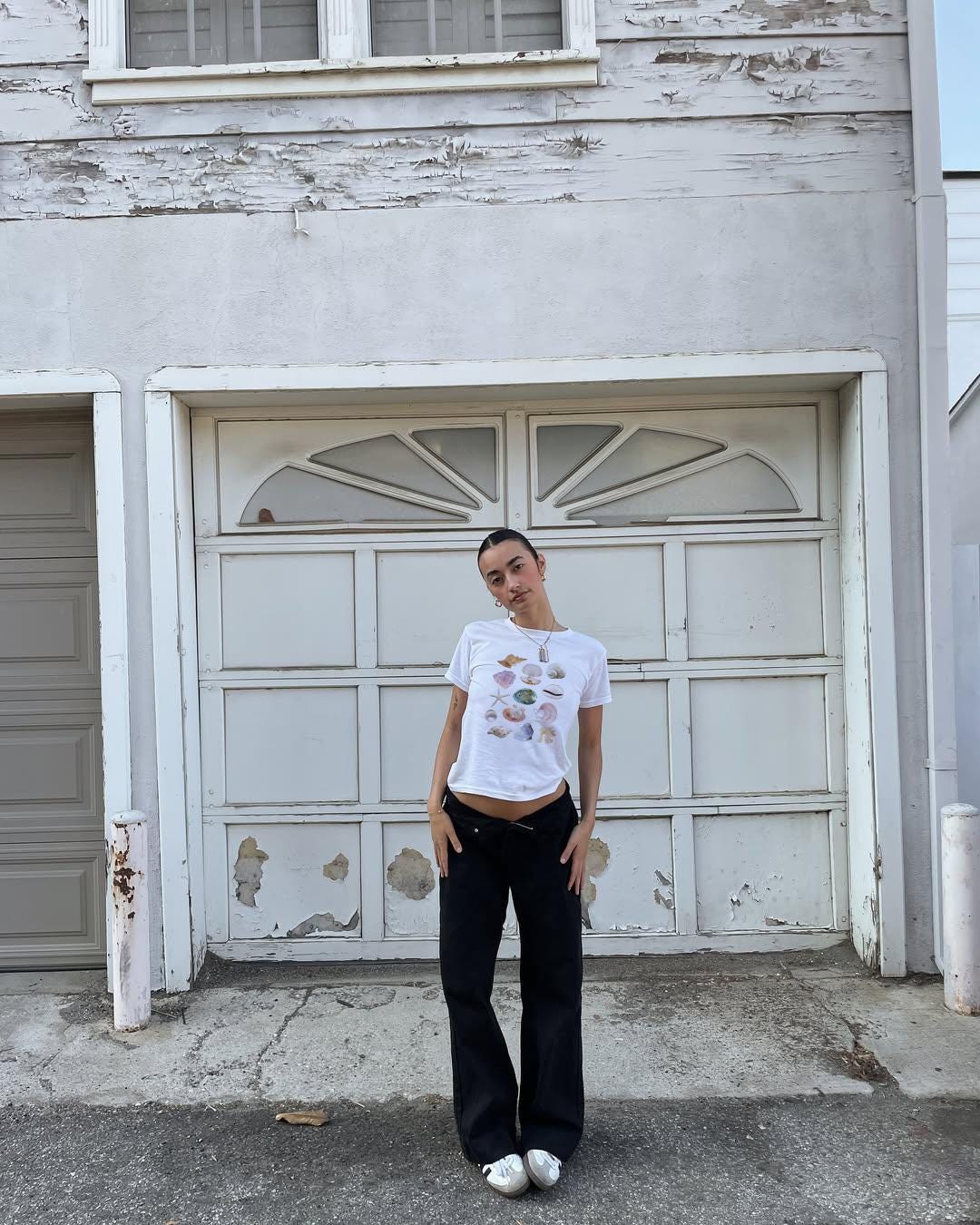 Sea Shell Baby Tee Vintage Collage Aesthetic Seashell Baby Tee Coastal Grandma Cute Women's T-Shirt Sustainably Made