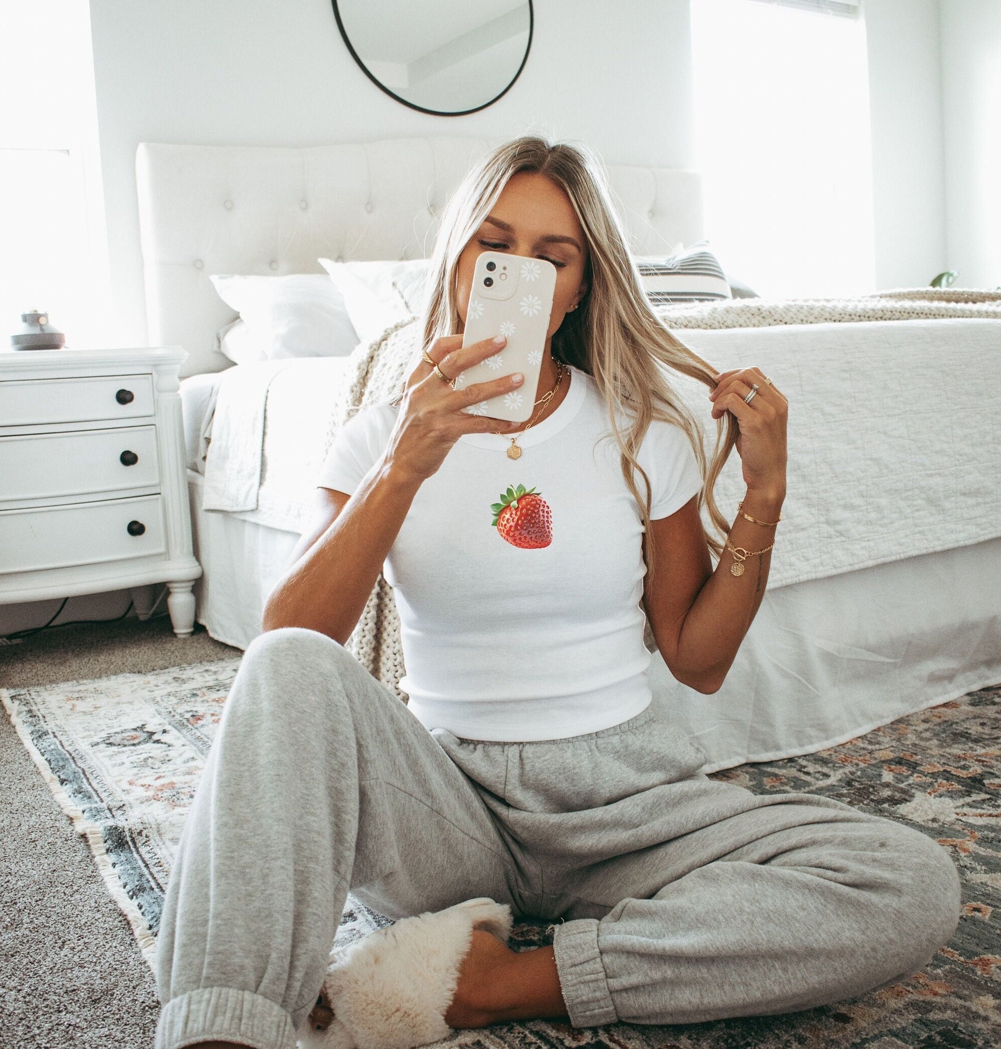 Strawberry Graphic Baby Tee: Y2K Coquette Crop Top