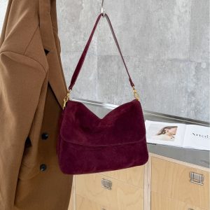 Fragrant Consort Velvet Women's Genuine Leather Fringe Crossbody Bag