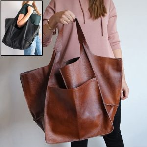 Vintage Large Capacity Handbags Pu Soft Leather Big Bag De - Large Tote Bag