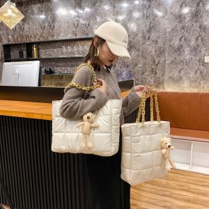 Luxury Large Tote Bag for Women - Thick Chain Leather Shoulder Purse