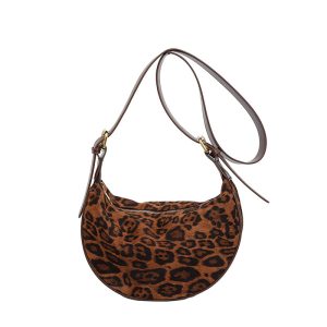 Stylish Retro Shoulder Bag with Leopard Print for Women