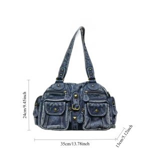 Vintage Multi-pocket Distressed Fringe Crossbody Bag for Women