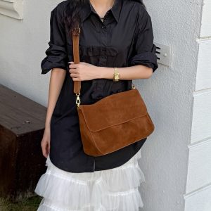 Fragrant Consort Velvet Women's Genuine Leather Fringe Crossbody Bag