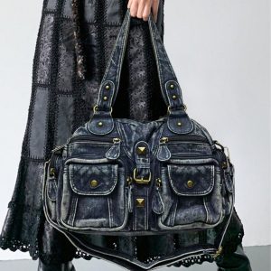 Vintage Multi-pocket Distressed Fringe Crossbody Bag for Women