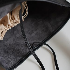 Large Capacity Solid Color Simple Lychee Pattern Bucket Bag