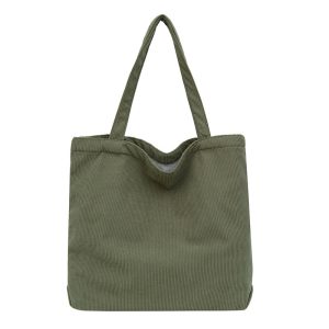 Stylish Large Tote Bag: Simple Corduroy Shoulder Bag for Everyday Use