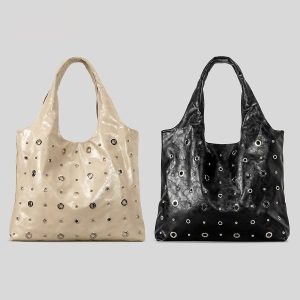 Niche-design Large Tote Bag with Studs for High Capacity and Style