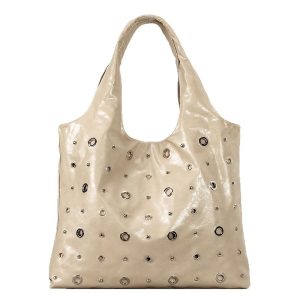 Niche-design Large Tote Bag with Studs for High Capacity and Style