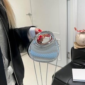 European and American-style Fashion Contrast-color Em - Chain Crossbody Bag