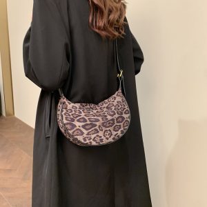 Stylish Retro Shoulder Bag with Leopard Print for Women