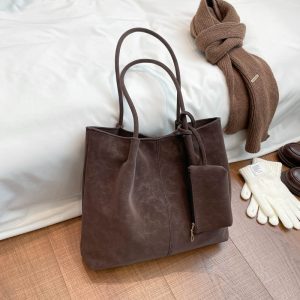 Large-capacity Women's Matte Suede Tote Bag for Stylish Convenience