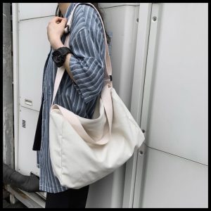 Men's Solid-color Crossbody Canvas Shoulder Student Schoolbag Tutoring Bag