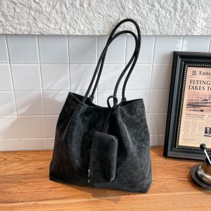 Large-capacity Women's Matte Suede Tote Bag for Stylish Convenience