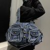 Vintage Multi-pocket Distressed Fringe Crossbody Bag for Women
