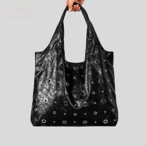 Niche-design Large Tote Bag with Studs for High Capacity and Style