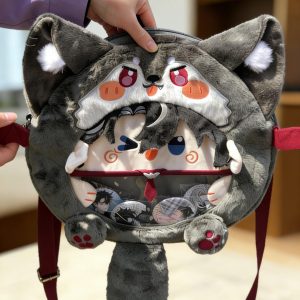 Anime Fanmade Plush Ita Bag Backpack or Crossbody – Kawaii Display Bag for Pins & Badges, Cosplay Ita Bag Gift