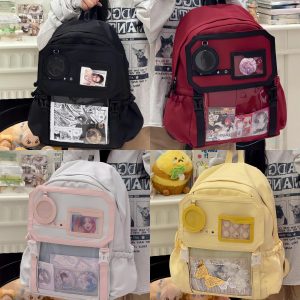 Anime Ita Backpack – Oxford Fabric Rucksack with Clear Window for Pins and Keychains | Customizable Cosplay Bag for Collectors & Otaku