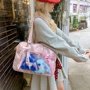 Anime Ita Bag for Pins, Personalized PU Ita Bag, Crossbody Display Bag for Pin Collectors, Pin Display Bag with Clear Panel, Gift for Fan