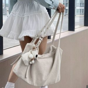 Korean Style Large Tote Bag - Stylish Canvas Design with Ample Capacity