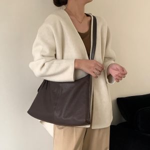 Genuine Soft Leather Tote Shoulder Bag for Stylish Everyday Use