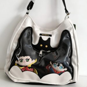 Bat-Shaped Clear Display Crossbody Bag – PU Leather, Stylish and Functional