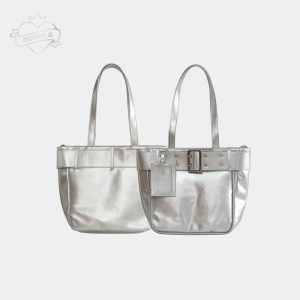 Belt Style Ita Bag - Spacious Y2K Silver Tote Ita Bag