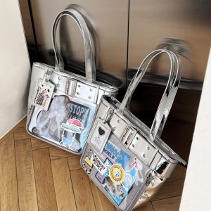 Belt Style Ita Bag - Spacious Y2K Silver Tote Ita Bag
