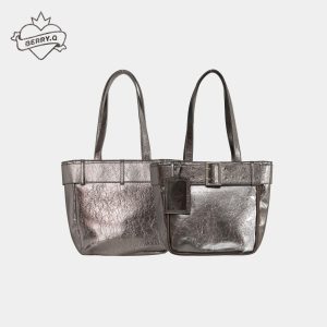 Belt Style Ita Bag - Spacious Y2K Silver Tote Ita Bag