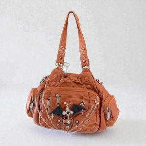 Black Edgy y2k Shoulder Bag Gothic Punk Grunge Statement Handbag Gift for birthday Concert outfit