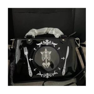 Black Halloween Ita Bag – Japanese Style Harajuku Square Crossbody Shoulder Handbag for Women Y2K