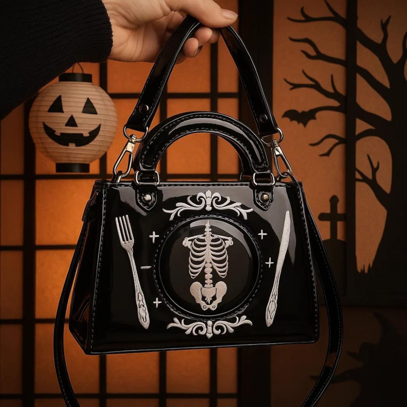 Black Halloween Ita Bag – Japanese Style Harajuku Square Crossbody Shoulder Handbag for Women Y2K