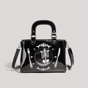 Black Halloween Ita Bag – Japanese Style Harajuku Square Crossbody Shoulder Handbag for Women Y2K