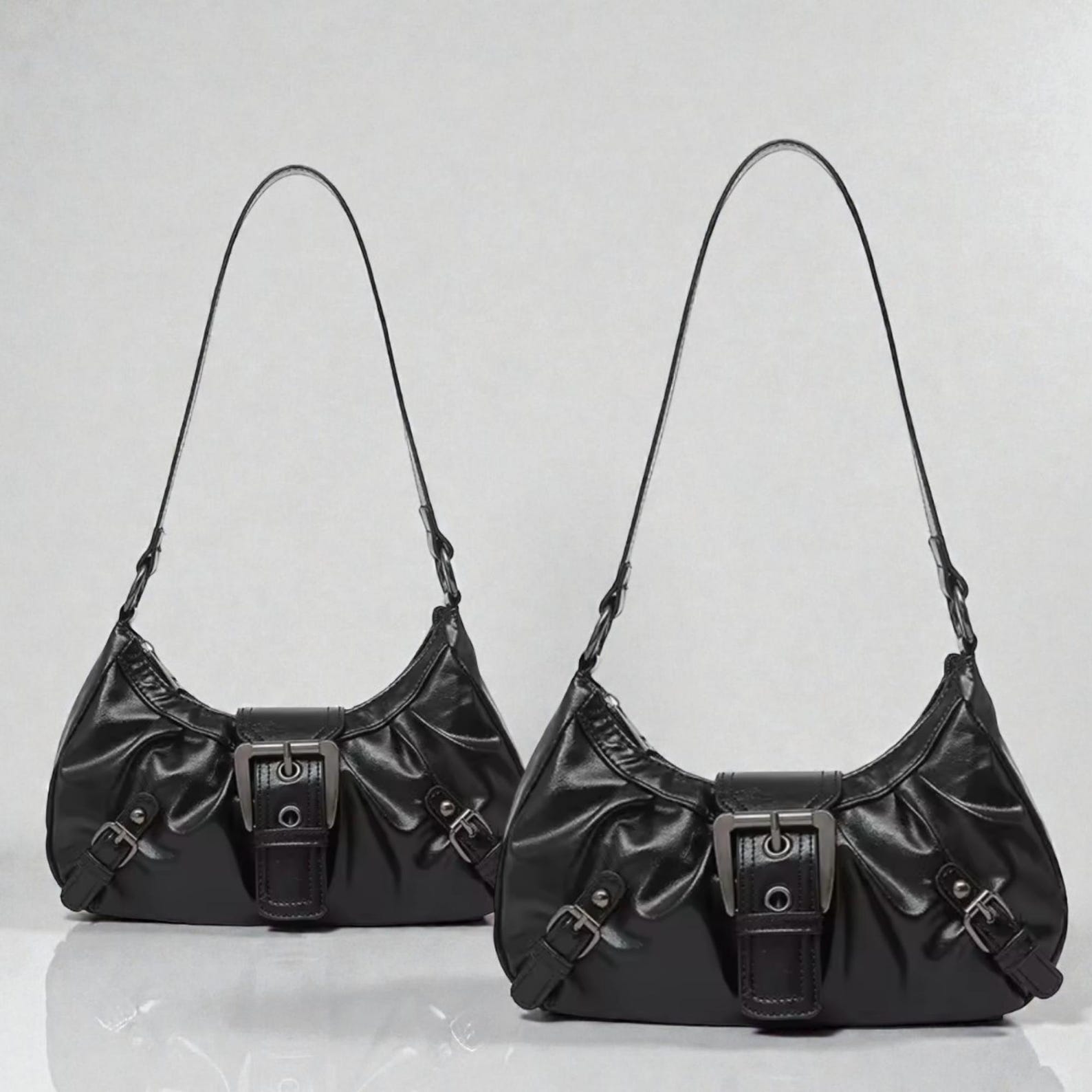 Black Retro Baguette Bag Y2K Streetwear Purse Gift For Her Everyday Bag