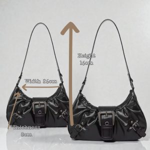 Black Retro Baguette Bag Y2K Streetwear Purse Gift For Her Everyday Bag