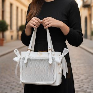 Black & White Bow Ribbon Shoulder Bag, Custom Cute Ita Display Bag, Pin Display Bag, Window Bag, Ita Crossbody Bag,Anime Collectibles,Trendy