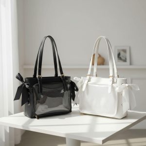 Black & White Bow Ribbon Shoulder Bag, Custom Cute Ita Display Bag, Pin Display Bag, Window Bag, Ita Crossbody Bag,Anime Collectibles,Trendy