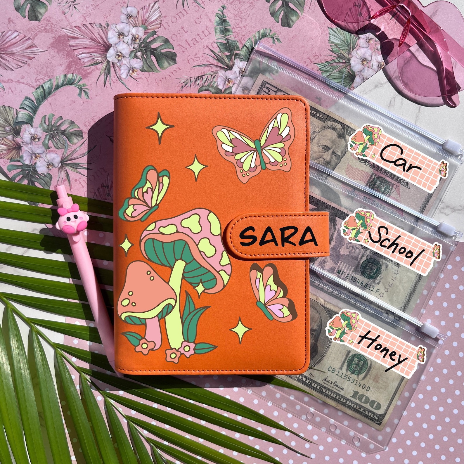 Boho Mushroom Butterfly  BUDGET BINDER, Personalized Images Monthly Budget Planner, Cash Envelopes, A6 Budget Wallet, Budget Book