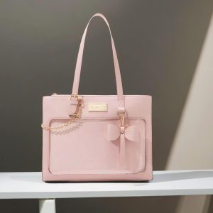 Bow Ita Bag with Clear Window for Pins, Large Capacity Ita Shoulder Tote Bag, Anime Pin Display, Transparent Window Ita Bag, Cute Handbag