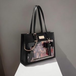 Bow Ita Bag with Clear Window for Pins, Large Capacity Ita Shoulder Tote Bag, Anime Pin Display, Transparent Window Ita Bag, Cute Handbag