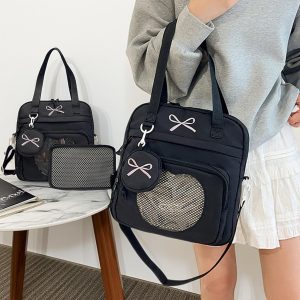 Bow Ita Bag with Coin Purse, Personalized Ita Bag, Cute Nylon Crossbody Tote, Pin Display Bag, Anime Ita Crossbody Bag, Small Bag for Women
