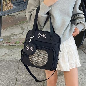 Bow Ita Bag with Coin Purse, Personalized Ita Bag, Cute Nylon Crossbody Tote, Pin Display Bag, Anime Ita Crossbody Bag, Small Bag for Women