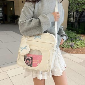 Bow Ita Bag with Coin Purse, Personalized Ita Bag, Cute Nylon Crossbody Tote, Pin Display Bag, Anime Ita Crossbody Bag, Small Bag for Women