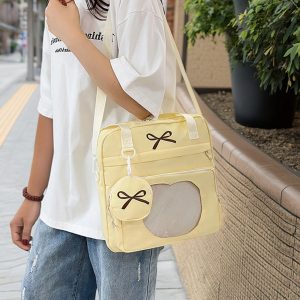 Bow Ita Bag with Coin Purse, Personalized Ita Bag, Cute Nylon Crossbody Tote, Pin Display Bag, Anime Ita Crossbody Bag, Small Bag for Women