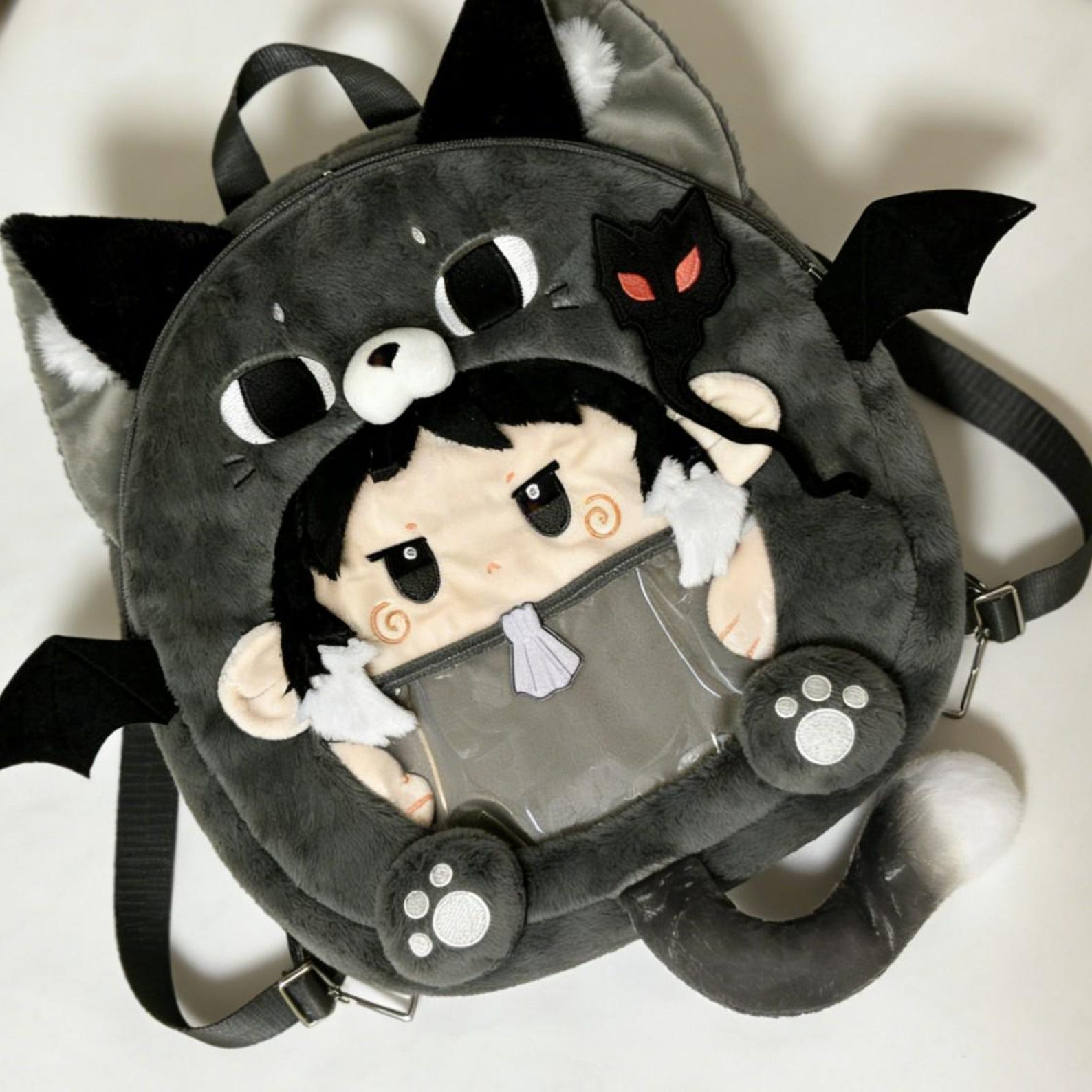 Bungo Stray Dogs Akutagawa Ryunosuke Ita Bag Plush Backpack or Crossbody – Anime Cosplay Shoulder Bag, Kawaii Ita Bag Gift for Fans