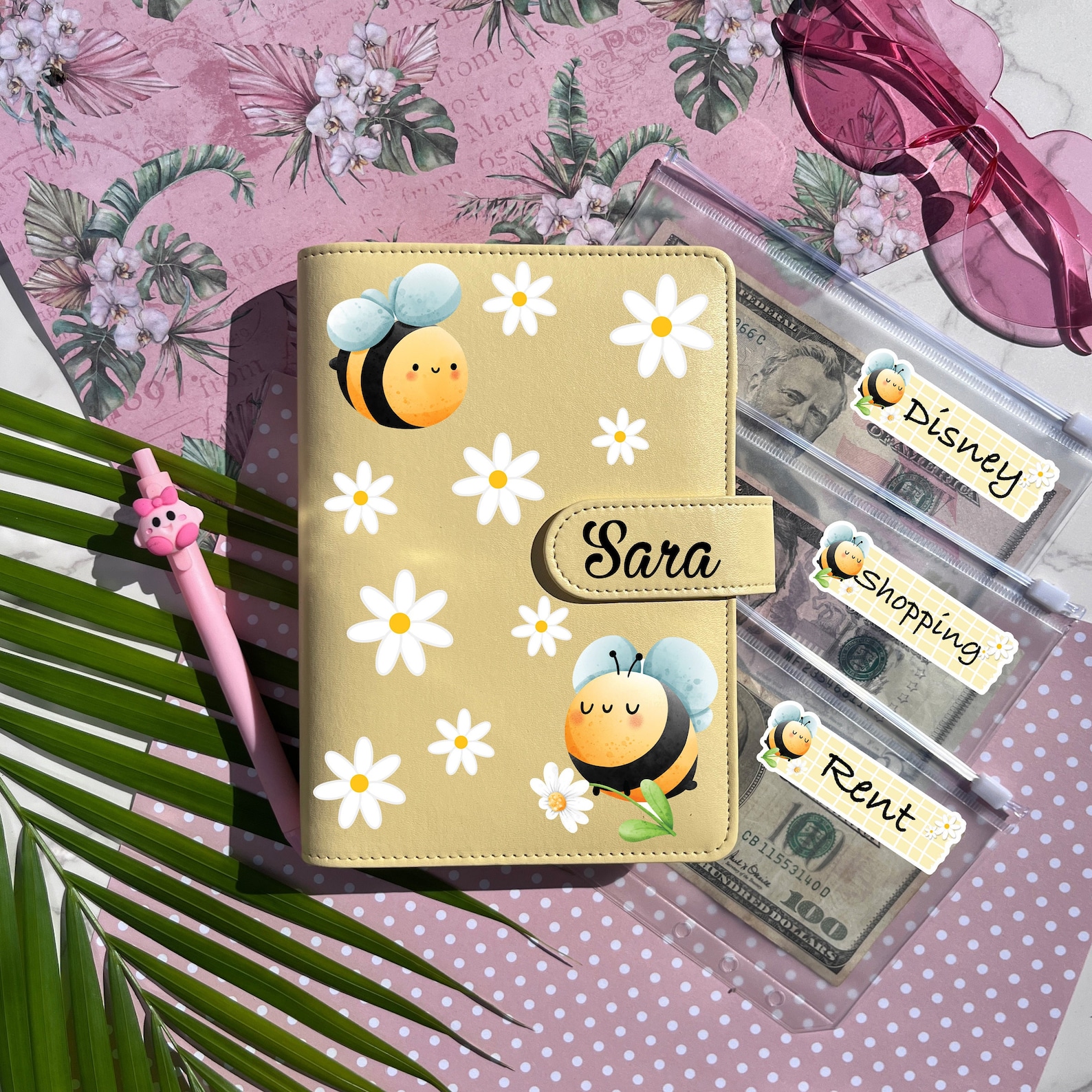 Busy Bee BUDGET BINDER, Personalized Images Monthly Budget Planner, Cash Envelopes, A6 Budget Wallet, Budget Book